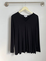 Gail L/S V-Neck Top (Black) - L