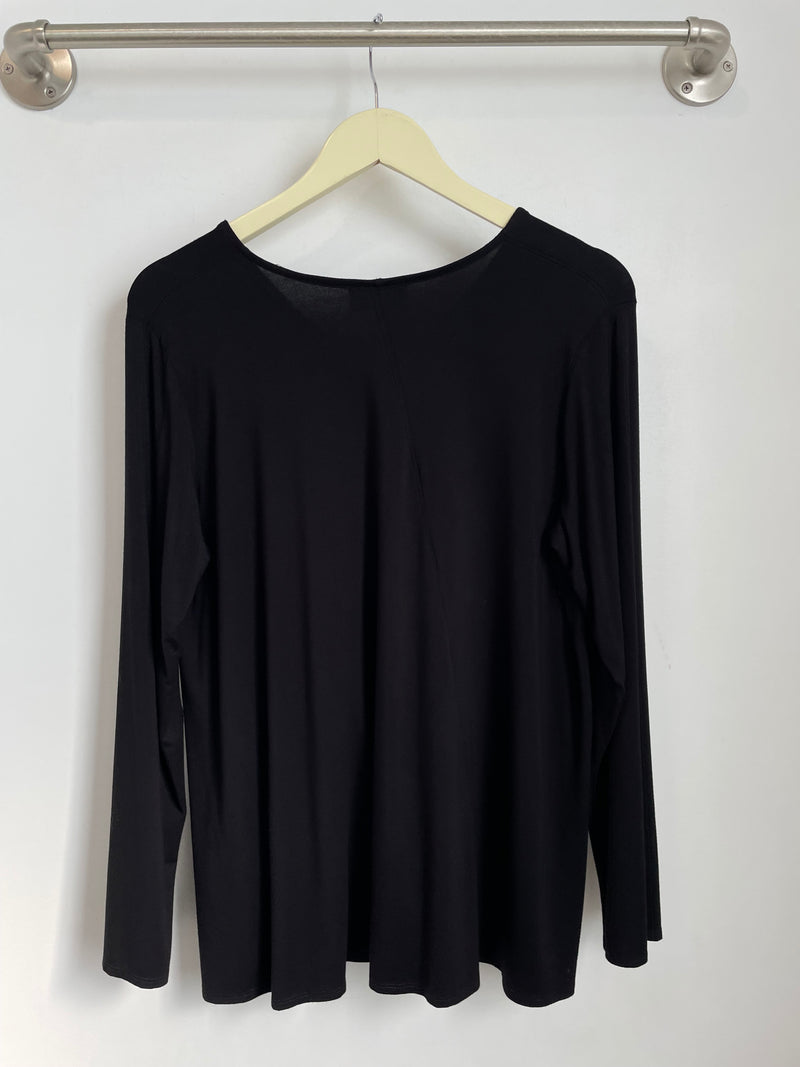 Gail L/S V-Neck Top (Black) - L