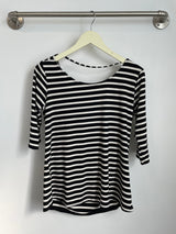 Sophie Cowl-Back Top (Black Stripe) -S