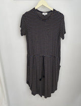 Mark Tie Waist Dress (Navy Stripe) - M