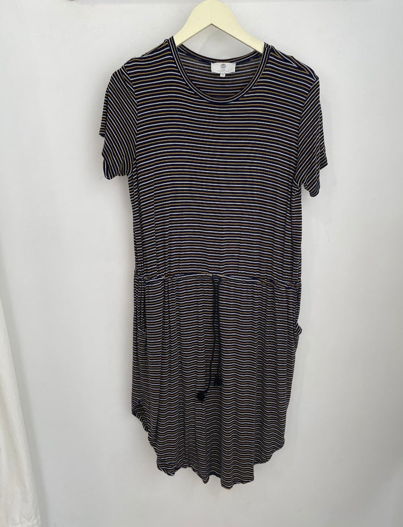 Mark Tie Waist Dress (Navy Stripe) - M