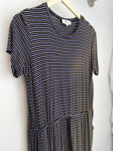 Mark Tie Waist Dress (Navy Stripe) - M