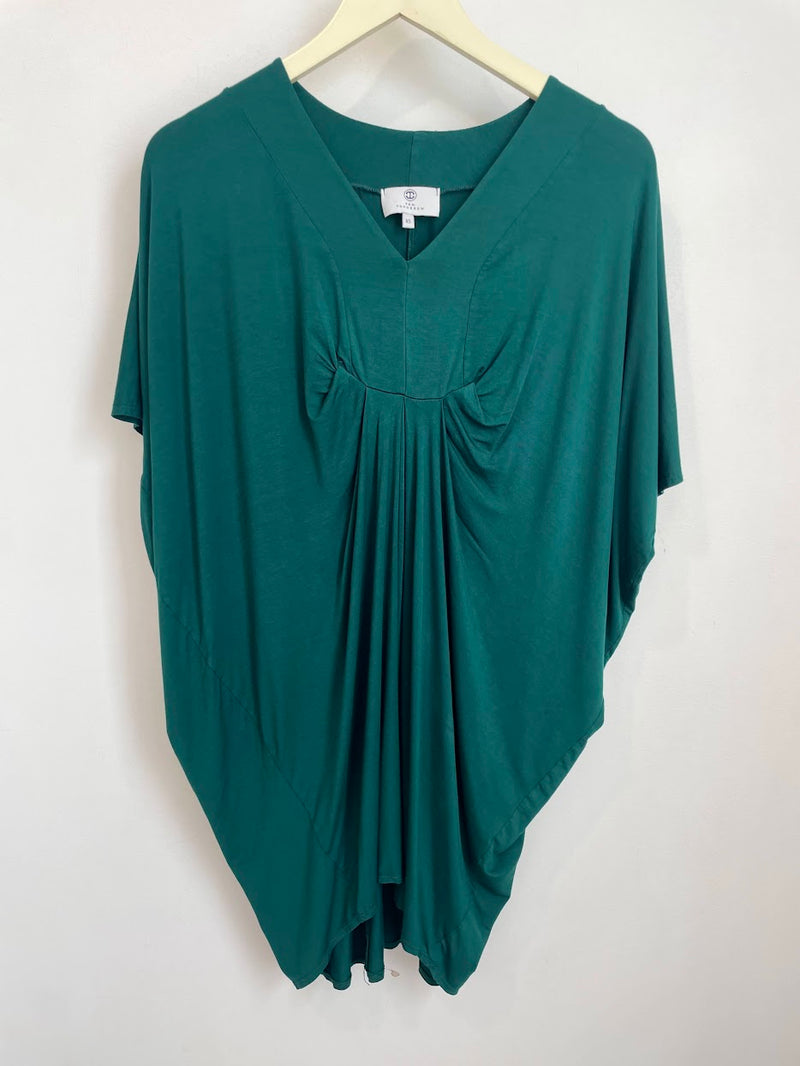 Jade Pleated Kaftan Dress (Emerald) - XS