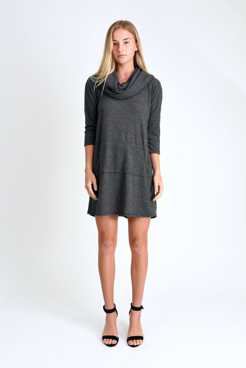 Stella Sweater Dress (Charcoal Sweater Knit) - S