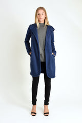 Amanda Hoodie Coat (Navy Quilt) - S