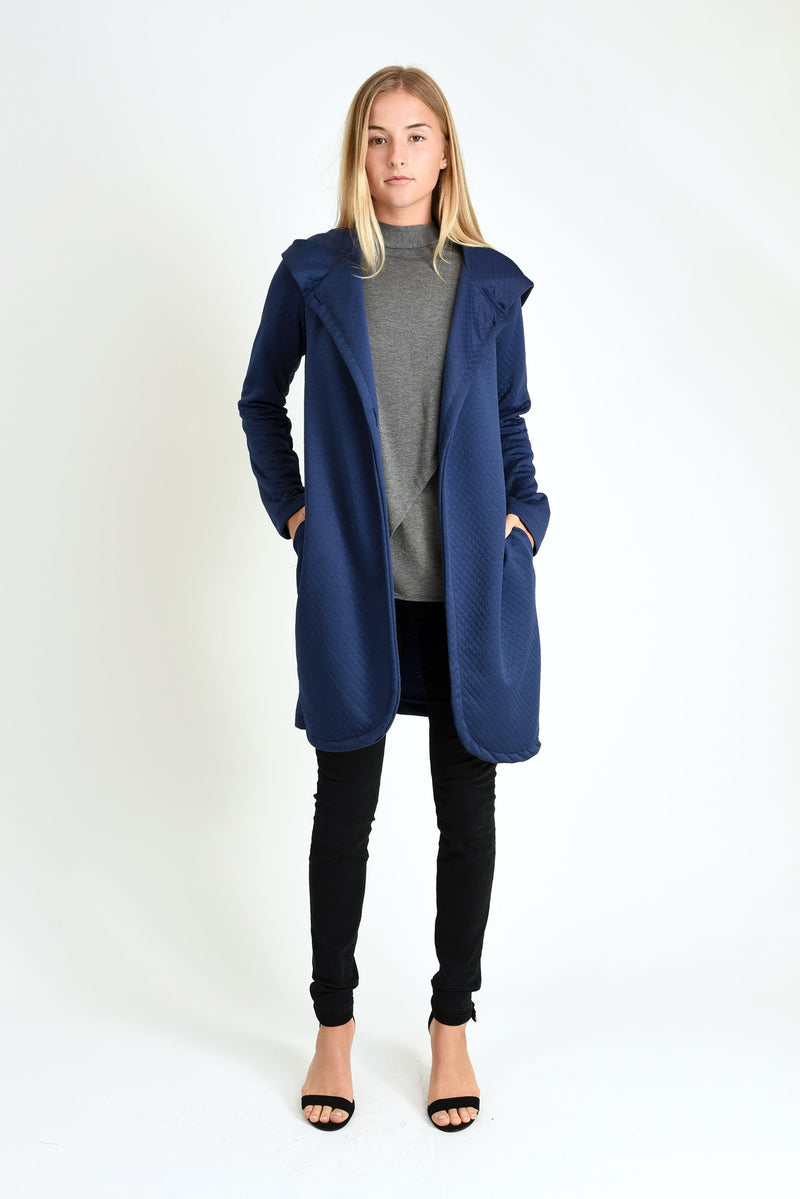 Amanda Hoodie Coat (Navy Quilt) - S