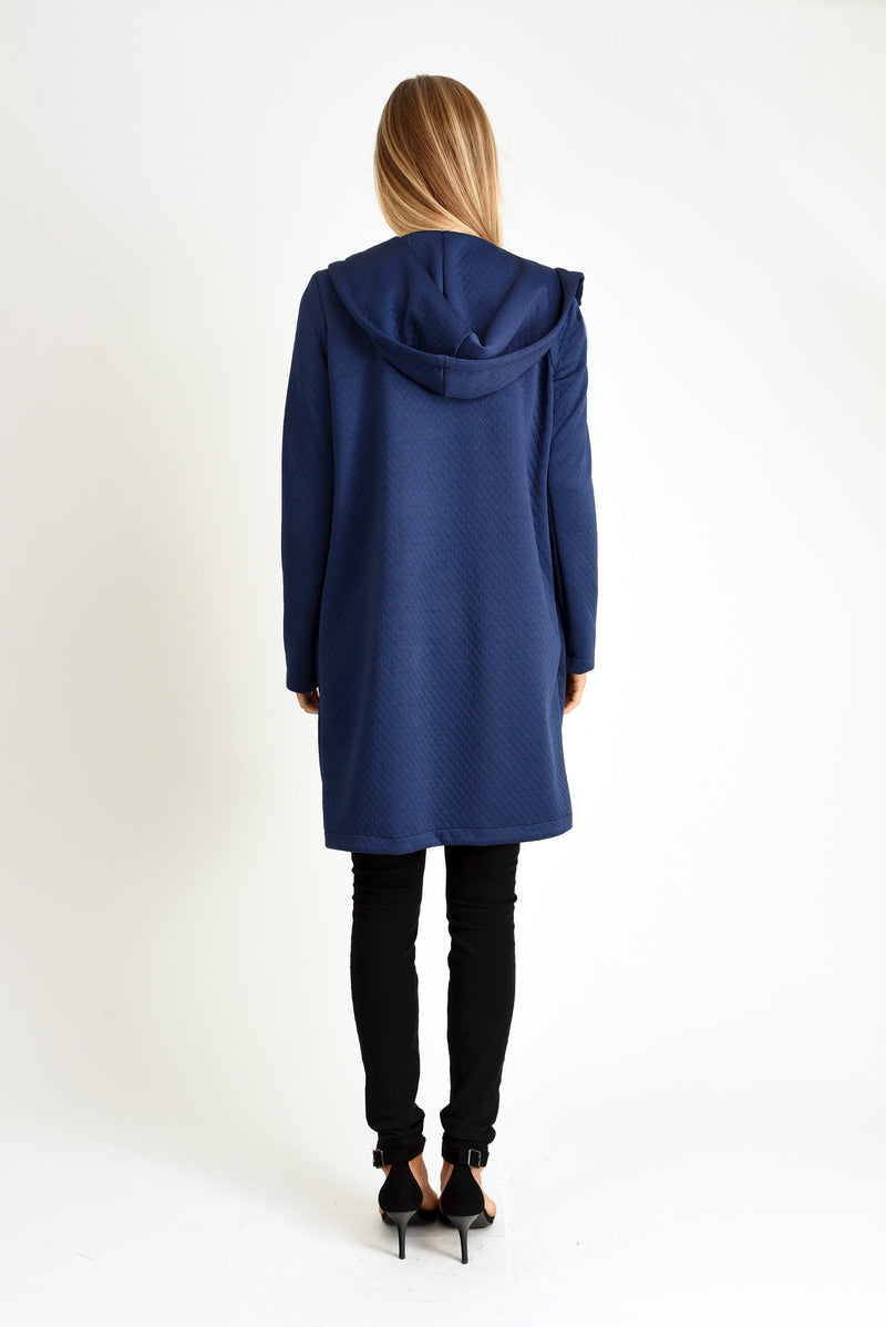 Amanda Hoodie Coat (Navy Quilt) - S