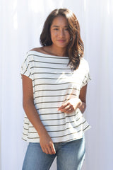 Brooke Top (Ivory/Olive Stripe)
