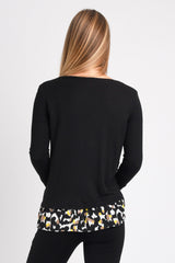 Stevie L/S Tunic w/ Ruffle (Black/Modern Leopard) - M