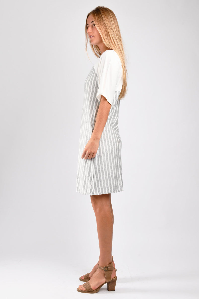 Penelope Color Block Dress (Heather Grey Stripe) - L