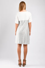 Penelope Color Block Dress (Heather Grey Stripe) - L