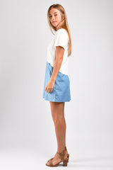 Kenzie Color Block Dress Ivory/Denim - M