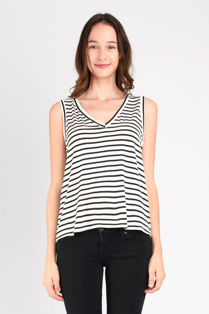Nikki Tank Top (Ivory/Black Stripe) - M