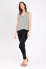 Nikki Tank Top (Ivory/Black Stripe) - M