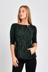 Meg Boatneck Top (Forest Lines) - XS