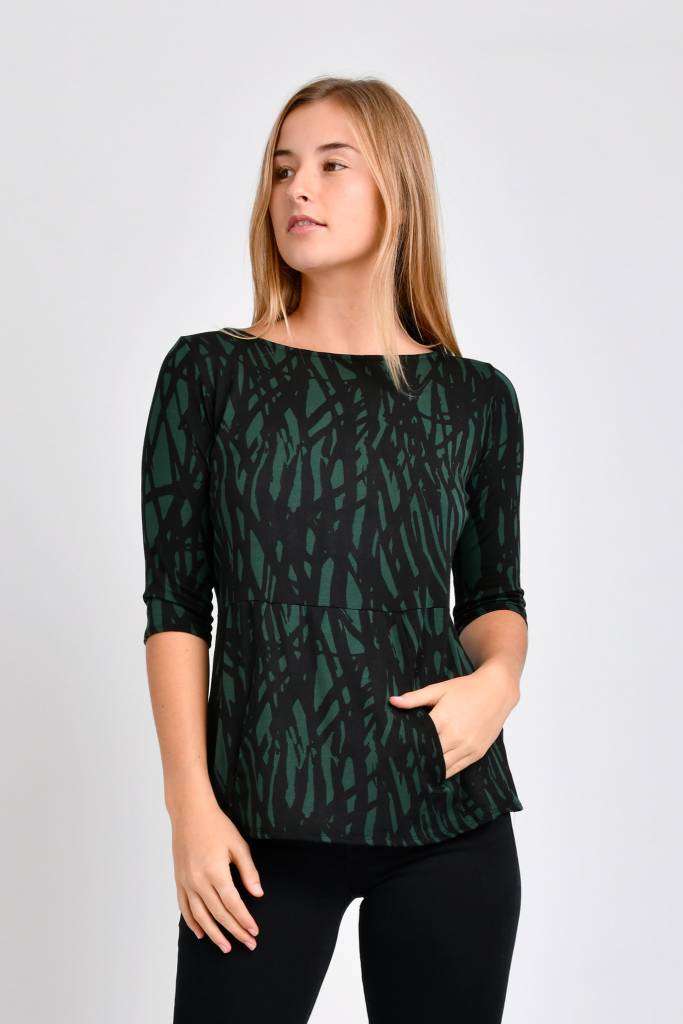 Meg Boatneck Top (Forest Lines) - XS