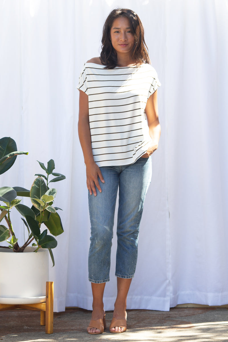Brooke Top (Ivory/Olive Stripe)