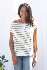 Brooke Top (Ivory/Olive Stripe)
