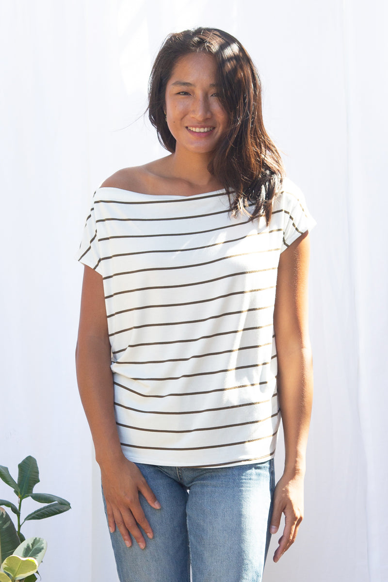 Brooke Top (Ivory/Olive Stripe)